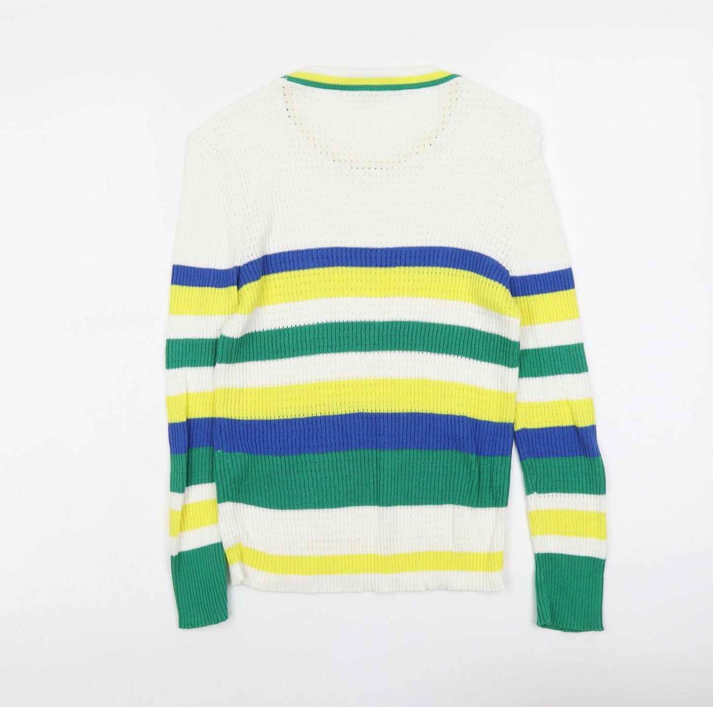 Stradivarius Womens Multicoloured Round Neck Striped Cotton Pullover Jumper Size L