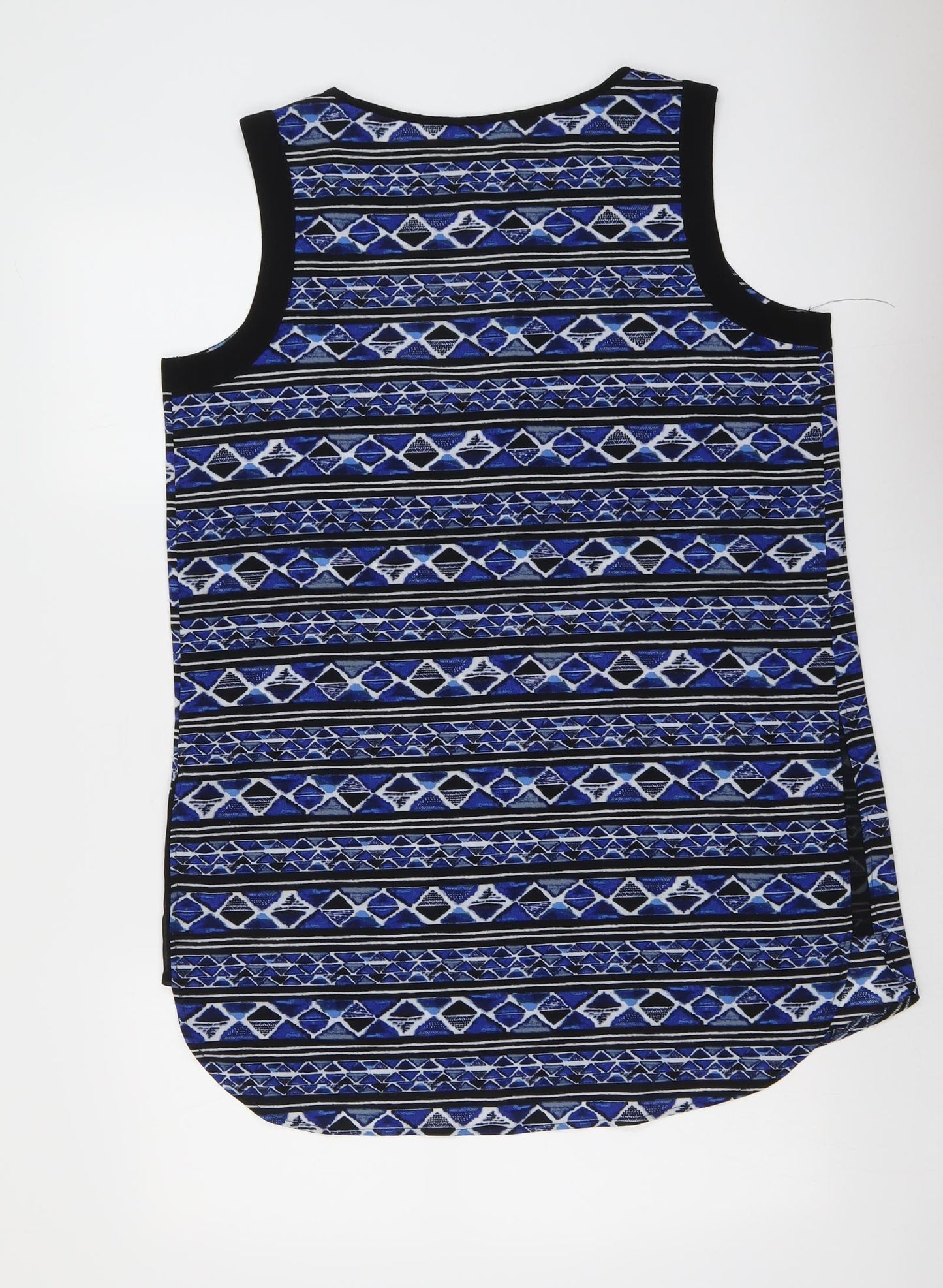 Papaya Womens Blue Geometric Polyester Basic Tank Size 14 Round Neck