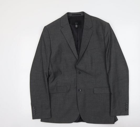 H&M Mens Grey Polyester Jacket Suit Jacket Size M Regular