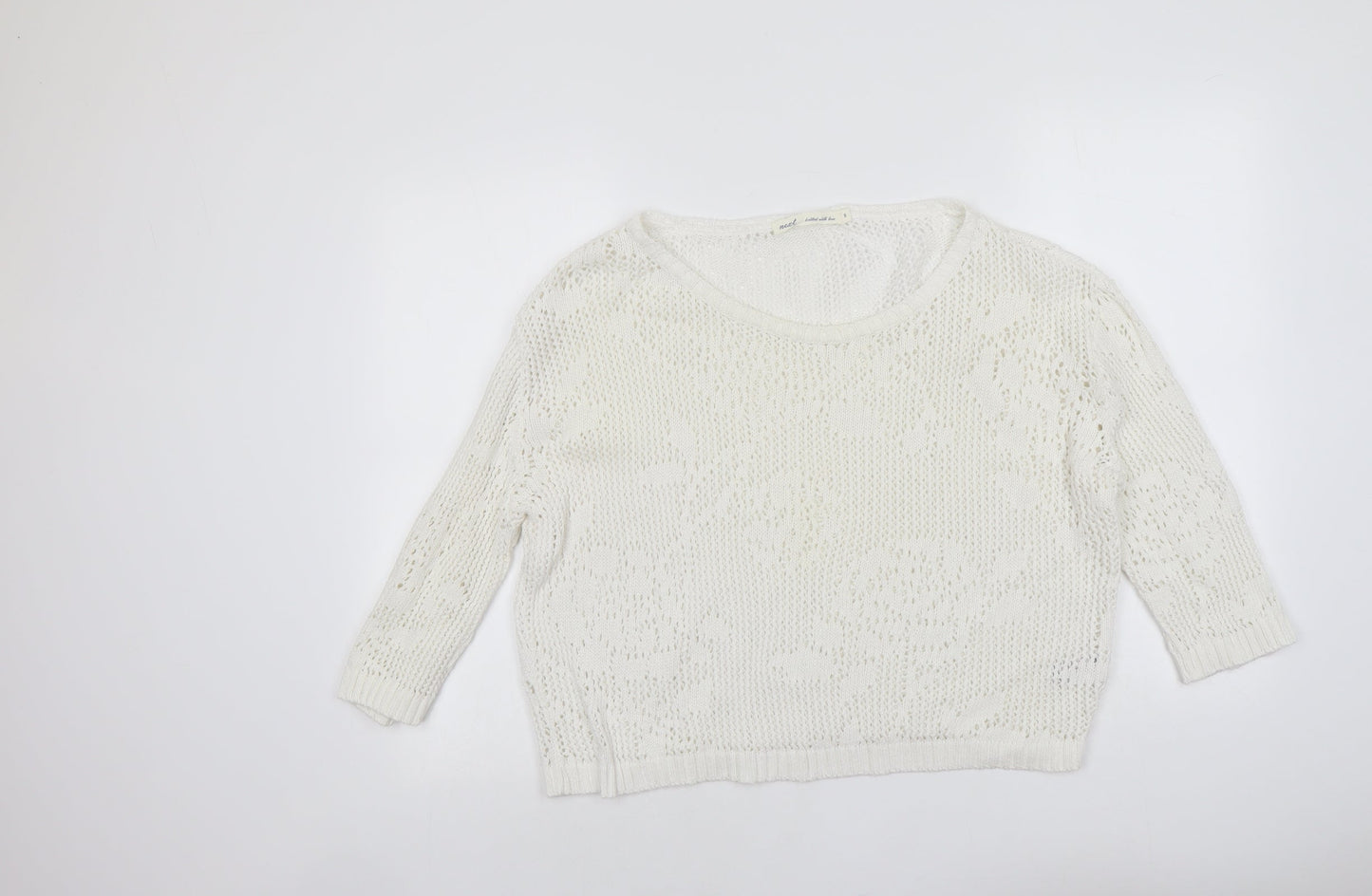 NEXT Womens Ivory Round Neck Acrylic Pullover Jumper Size 8