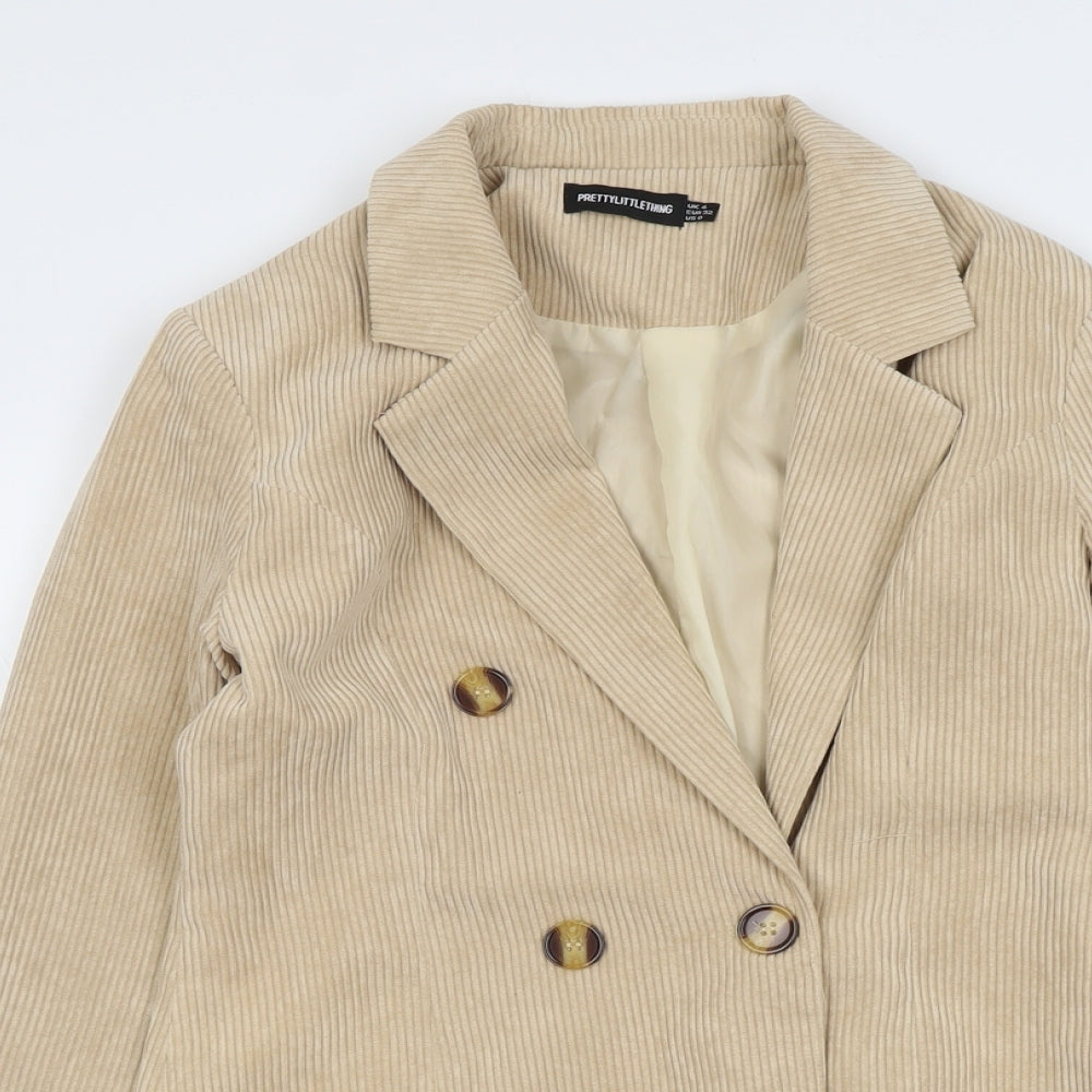 PRETTYLITTLETHING Womens Beige Jacket Size 4 Button
