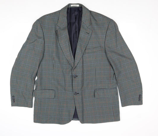 Berkertex Mens Green Check Polyester Jacket Suit Jacket Size 44 Regular