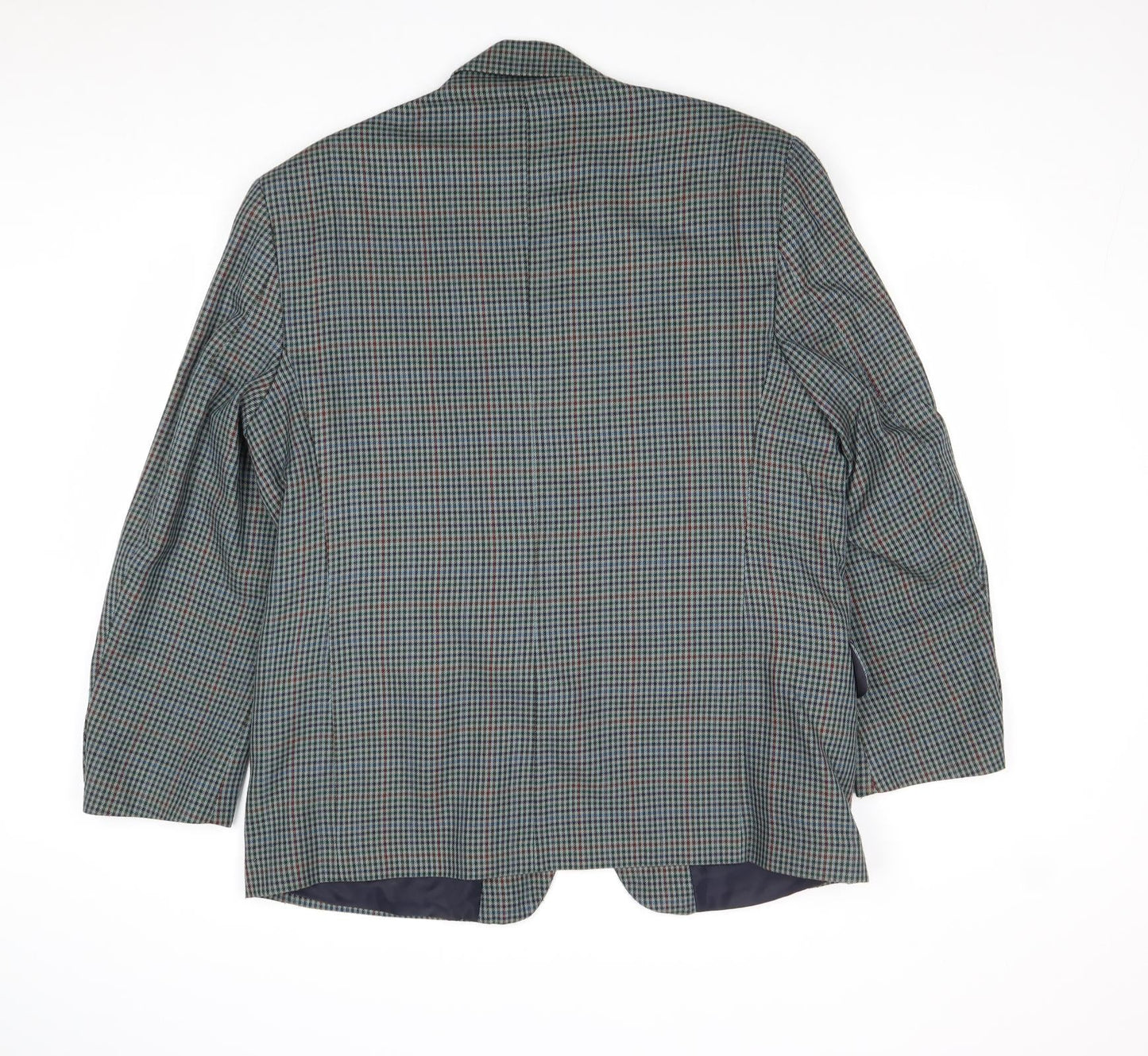 Berkertex Mens Green Check Polyester Jacket Suit Jacket Size 44 Regular