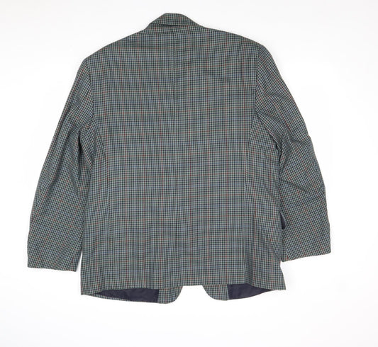 Berkertex Mens Green Check Polyester Jacket Suit Jacket Size 44 Regular