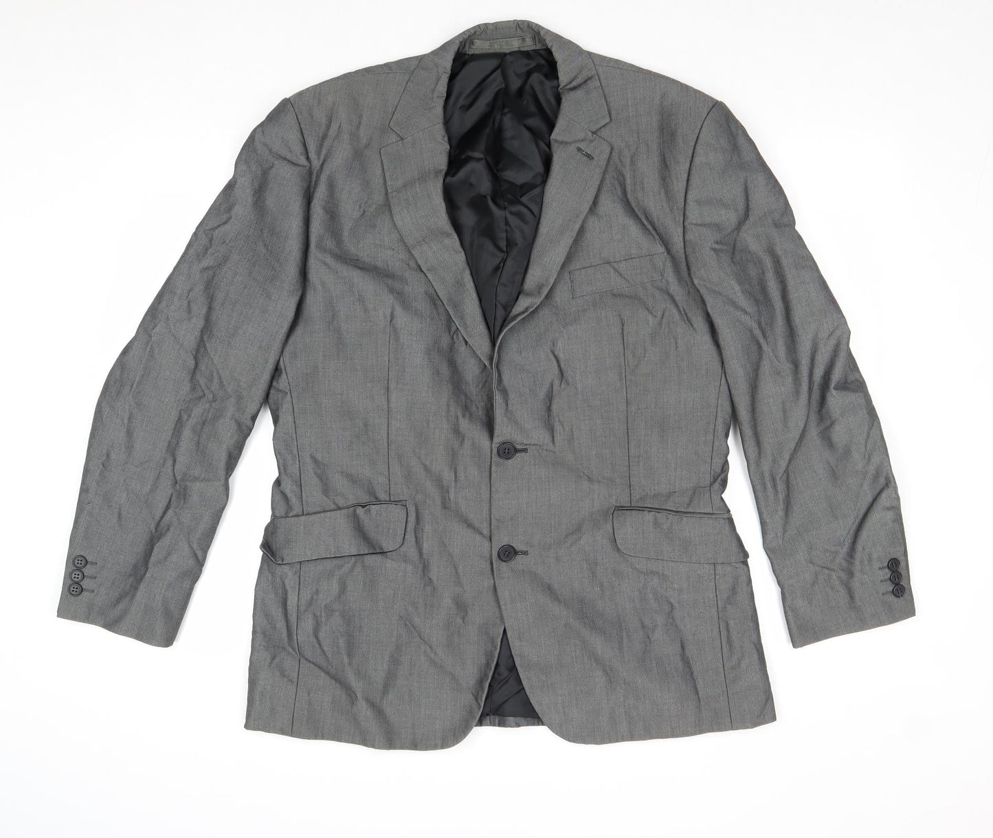 Preworn Mens Grey Polyester Jacket Suit Jacket Size 42 Regular