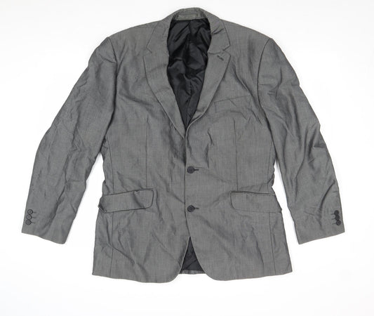 Preworn Mens Grey Polyester Jacket Suit Jacket Size 42 Regular