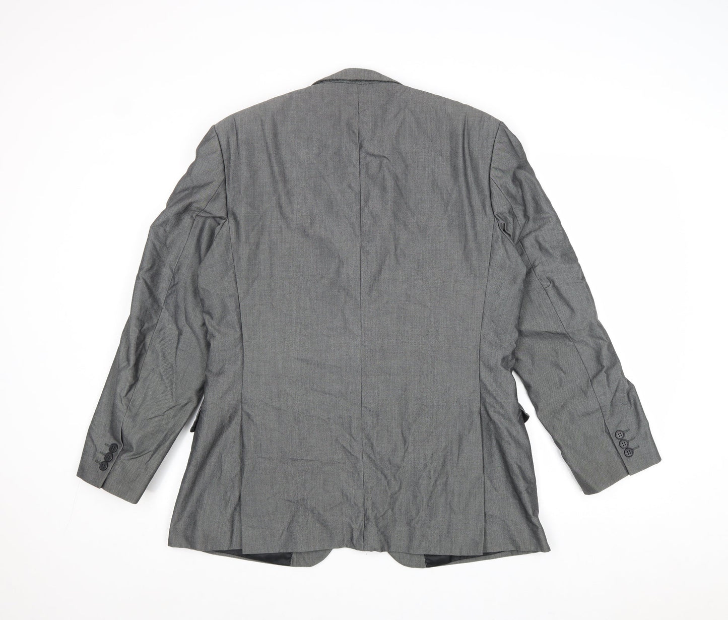 Preworn Mens Grey Polyester Jacket Suit Jacket Size 42 Regular