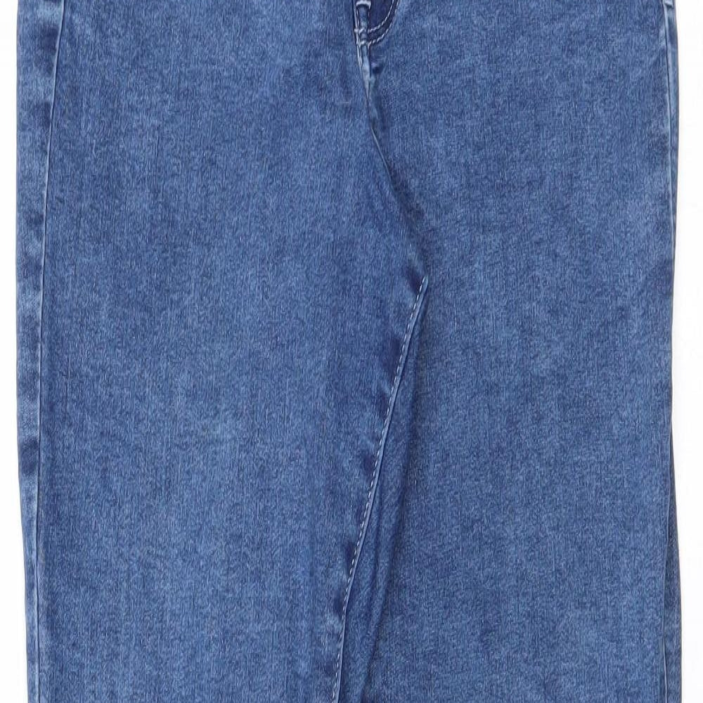 H&M Womens Blue Cotton Straight Jeans Size 28 in Regular Zip