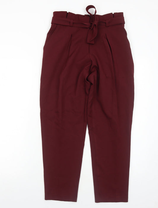 New Look Womens Red Polyester Trousers Size 8 Regular Zip