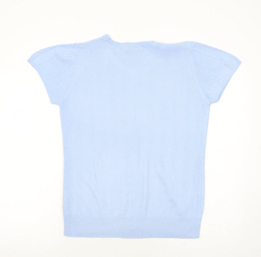 Andre De Brett Womens Blue Round Neck Acrylic Pullover Jumper Size 14 Pullover