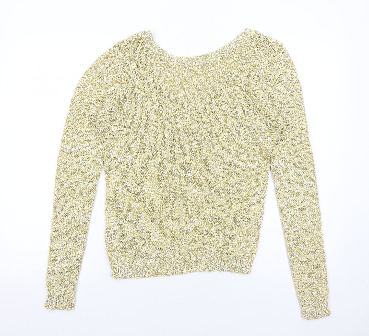 VILA Womens Yellow Scoop Neck Polyester Pullover Jumper Size S