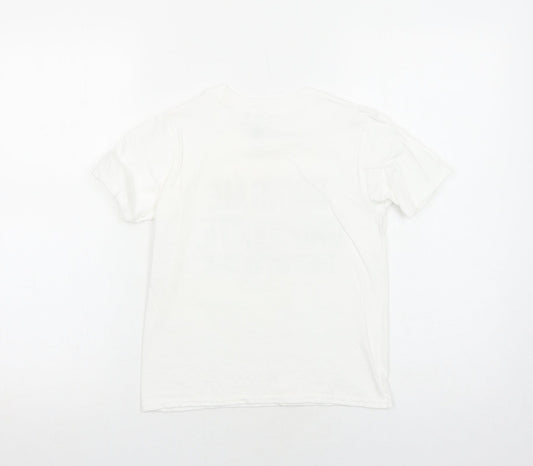 Gildan Boys White Cotton Pullover T-Shirt Size 7-8 Years Round Neck Pullover - Bring Me Chocolate
