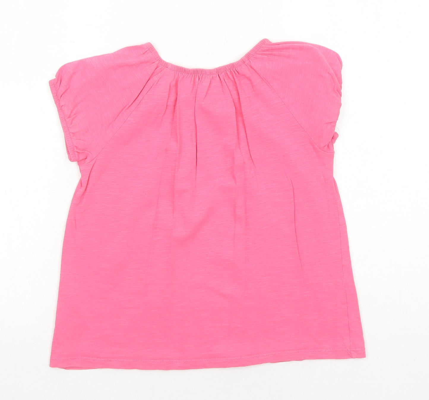 H&M Girls Pink Cotton Basic Blouse Size 9-10 Years Round Neck Pullover