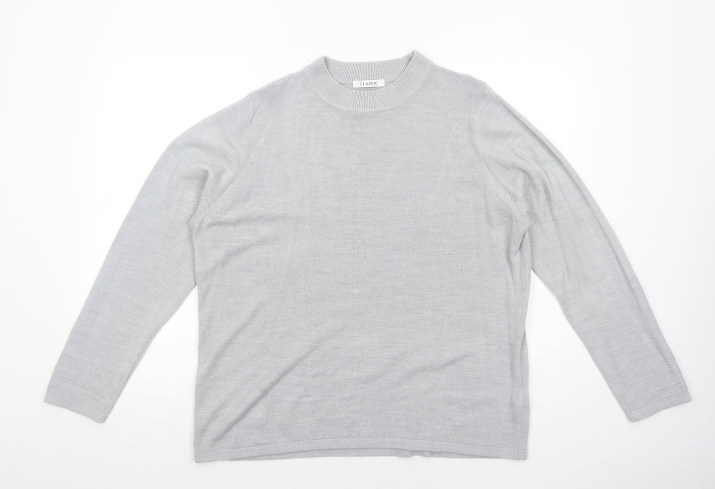 Marks and Spencer Womens Grey Round Neck Acrylic Pullover Jumper Size 18