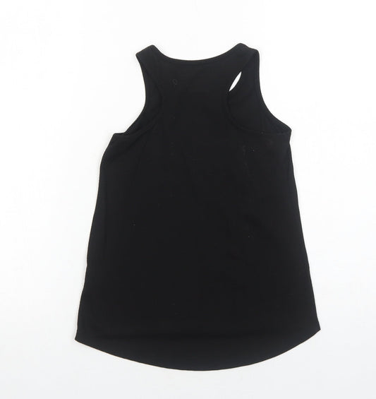 Young Dimension Girls Black Polyester Basic Tank Size 8-9 Years Round Neck Pullover - Love What You DO
