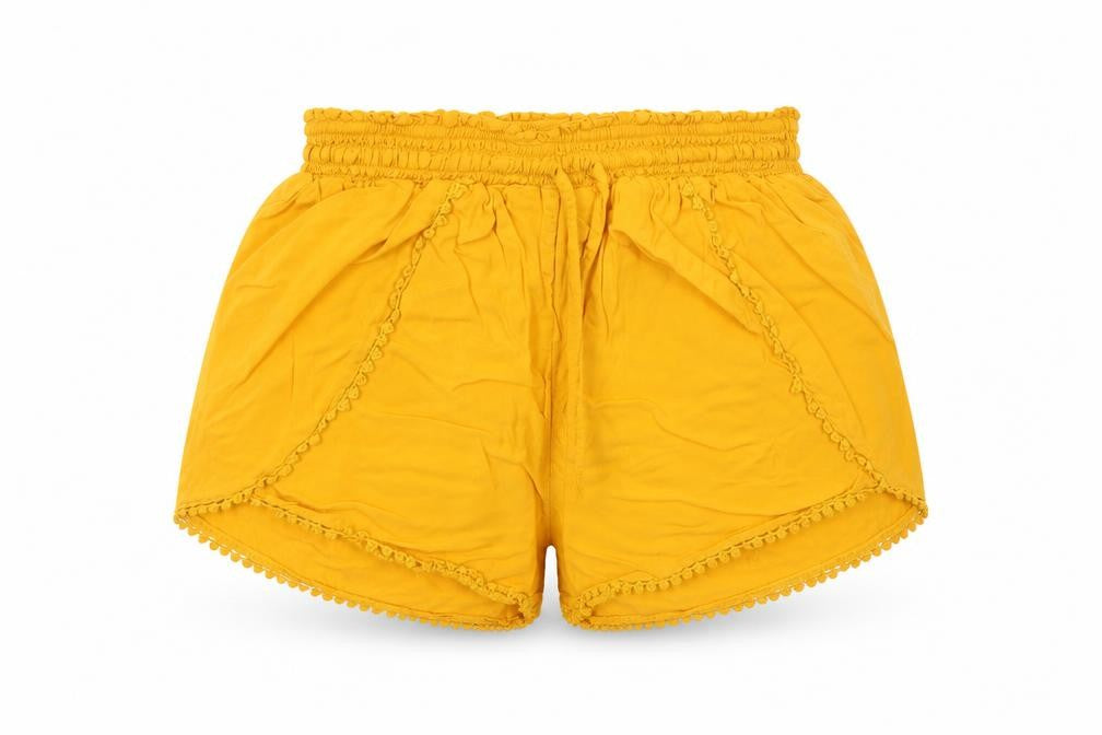 Primark Womens Yellow Viscose Culotte Shorts Size S Regular Pull On