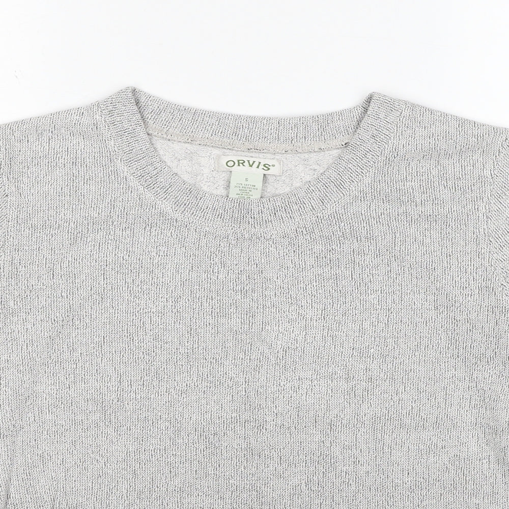 Orvis Womens Grey Round Neck Cotton Pullover Jumper Size S