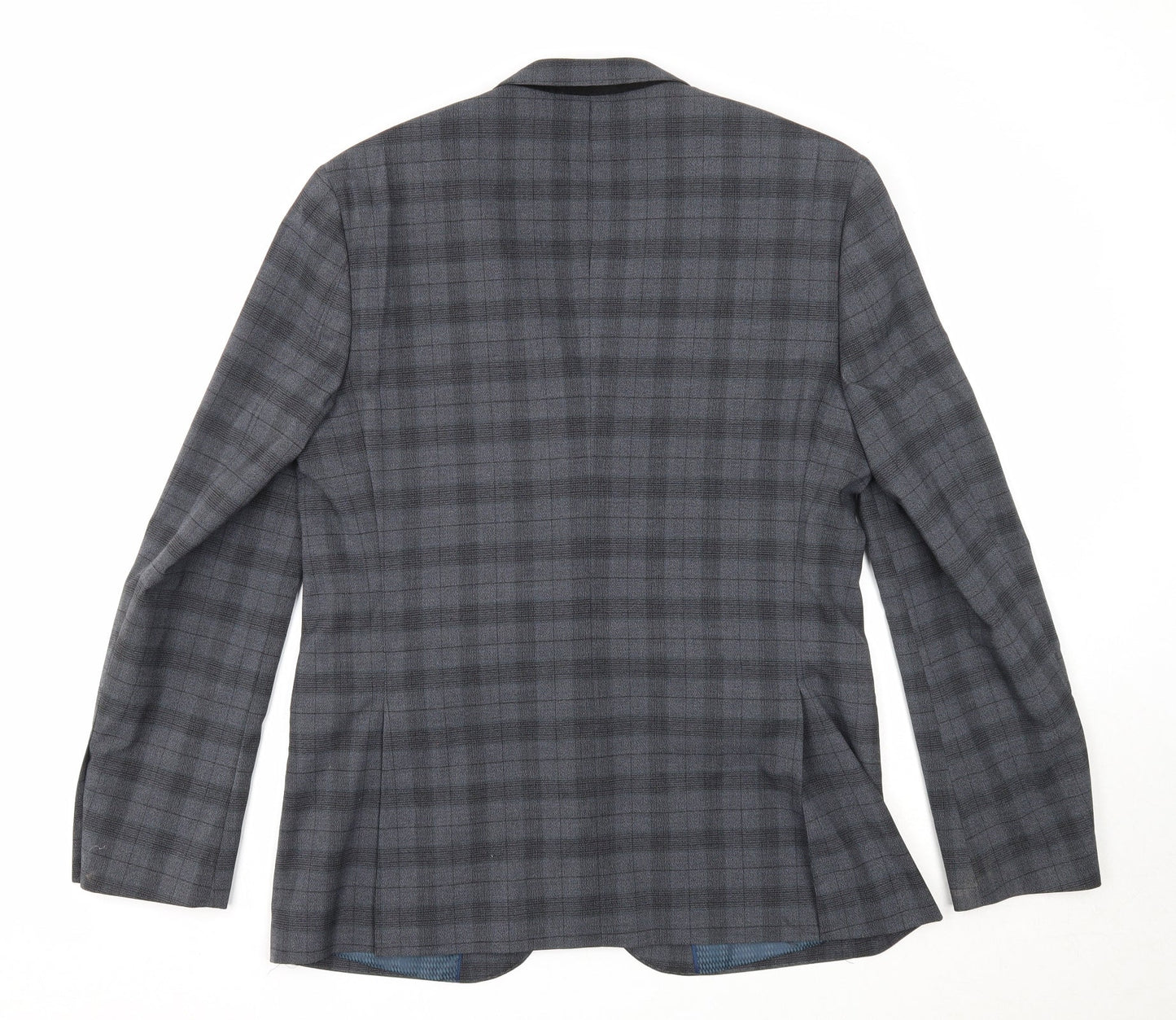 Primark Mens Blue Plaid Polyester Jacket Suit Jacket Size 40 Regular