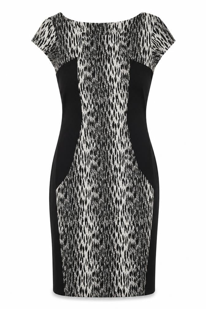 George Womens Black Geometric Polyester Shift Size 8 Round Neck Pullover