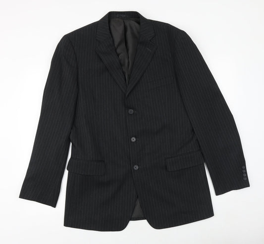 Taylor & Wright Mens Black Striped Polyester Jacket Suit Jacket Size 40 Regular