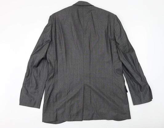 Wool&Silk Mens Grey Wool Jacket Suit Jacket Size 40 Regular