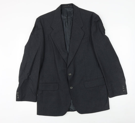 Daniel Drescott Mens Grey Striped Wool Jacket Suit Jacket Size 38 Regular