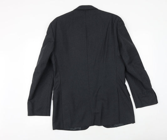 Daniel Drescott Mens Grey Striped Wool Jacket Suit Jacket Size 38 Regular