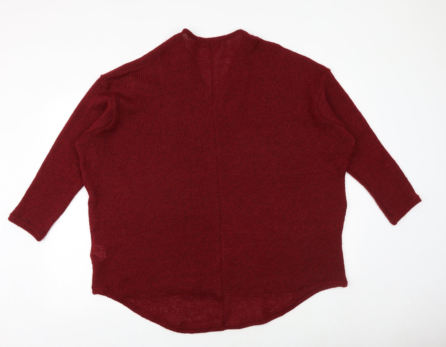 QED London Womens Red V-Neck Acrylic Pullover Jumper Size L