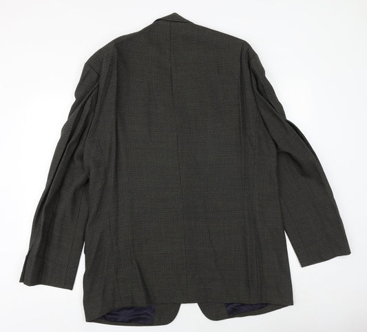 Preworn Mens Grey Geometric Polyester Jacket Blazer Size 42 Regular
