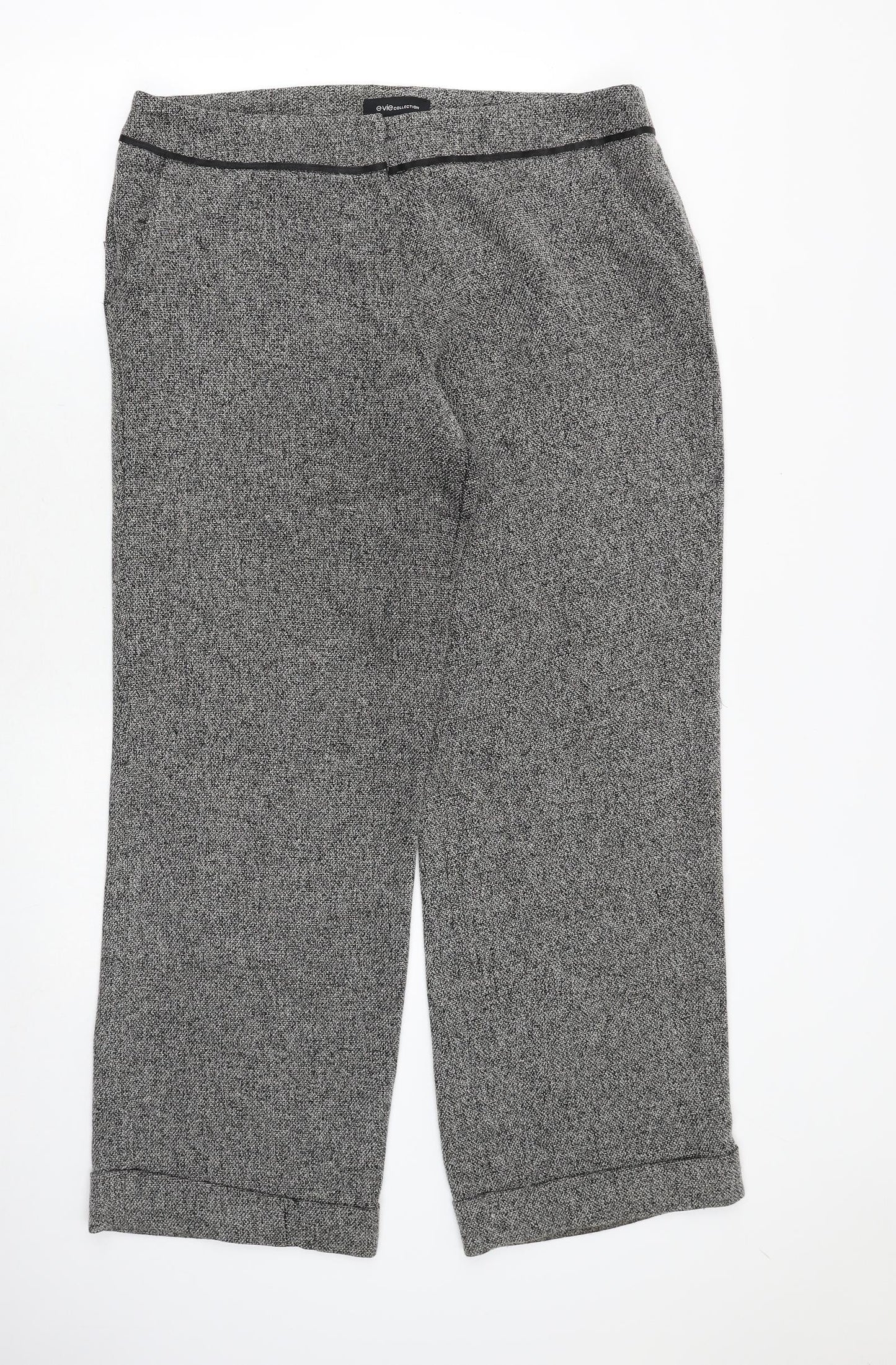 EVIE Womens Grey Polyester Trousers Size 16 Regular Zip