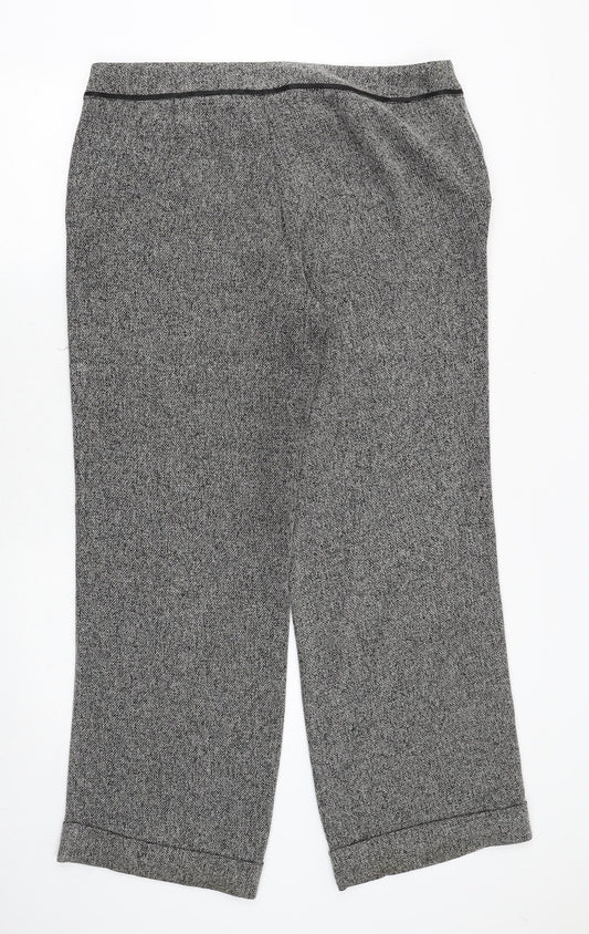EVIE Womens Grey Polyester Trousers Size 16 Regular Zip