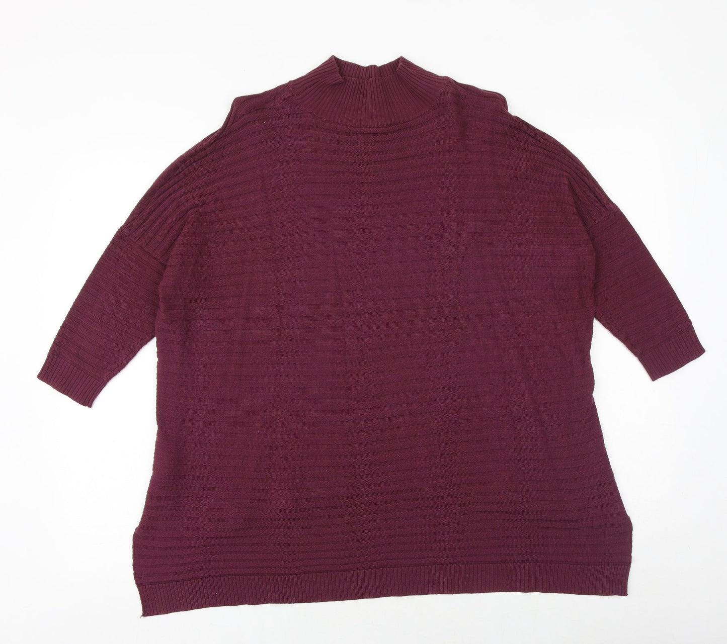 Select Womens Purple High Neck Cotton Pullover Jumper Size 10