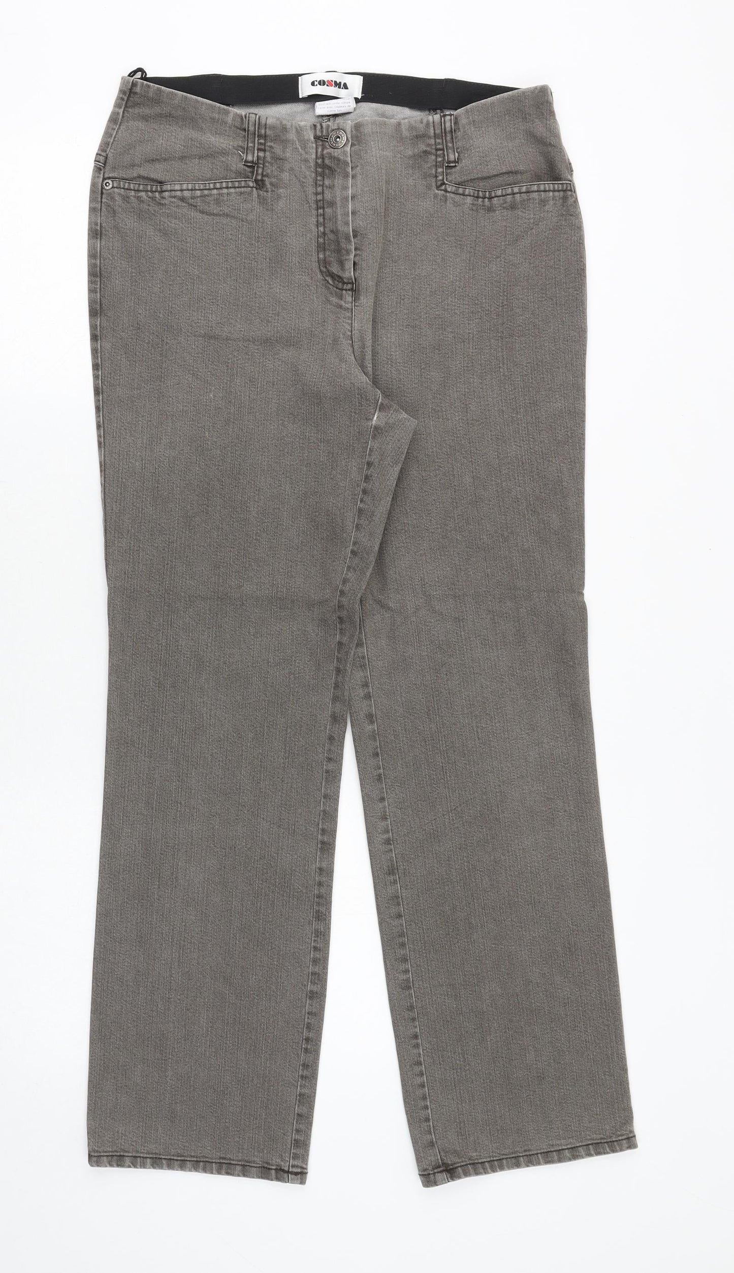 Cosmas Womens Grey Polyester Straight Jeans Size 32 in Regular Button