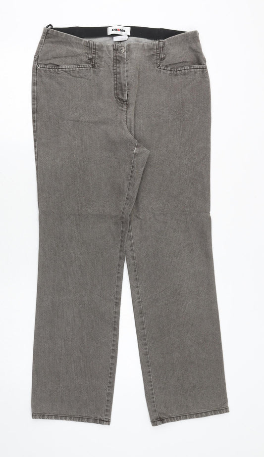 Cosmas Womens Grey Polyester Straight Jeans Size 32 in Regular Button