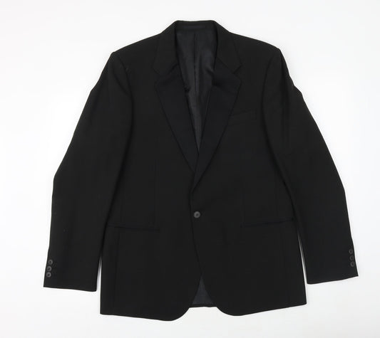Wellington Mens Black Polyester Jacket Suit Jacket Size 42 Regular