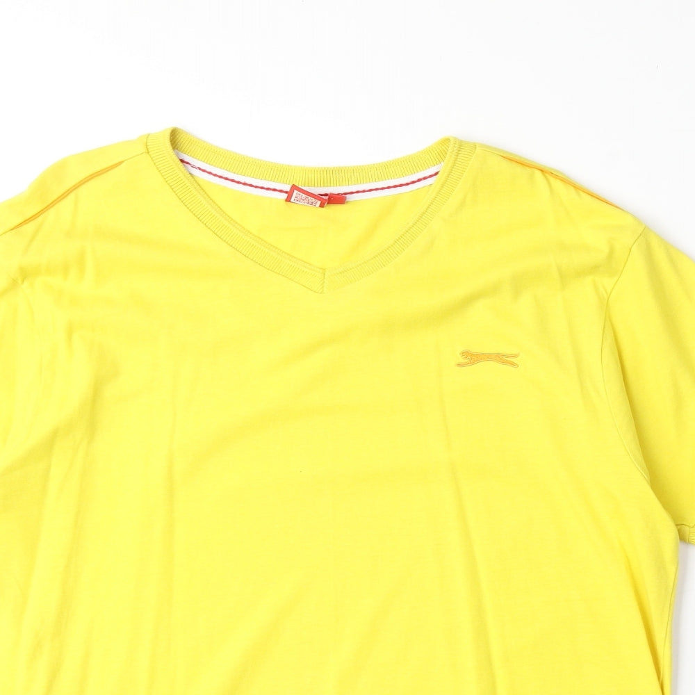 Slazenger Boys Yellow Polyester Basic T-Shirt Size 13 Years V-Neck Pullover