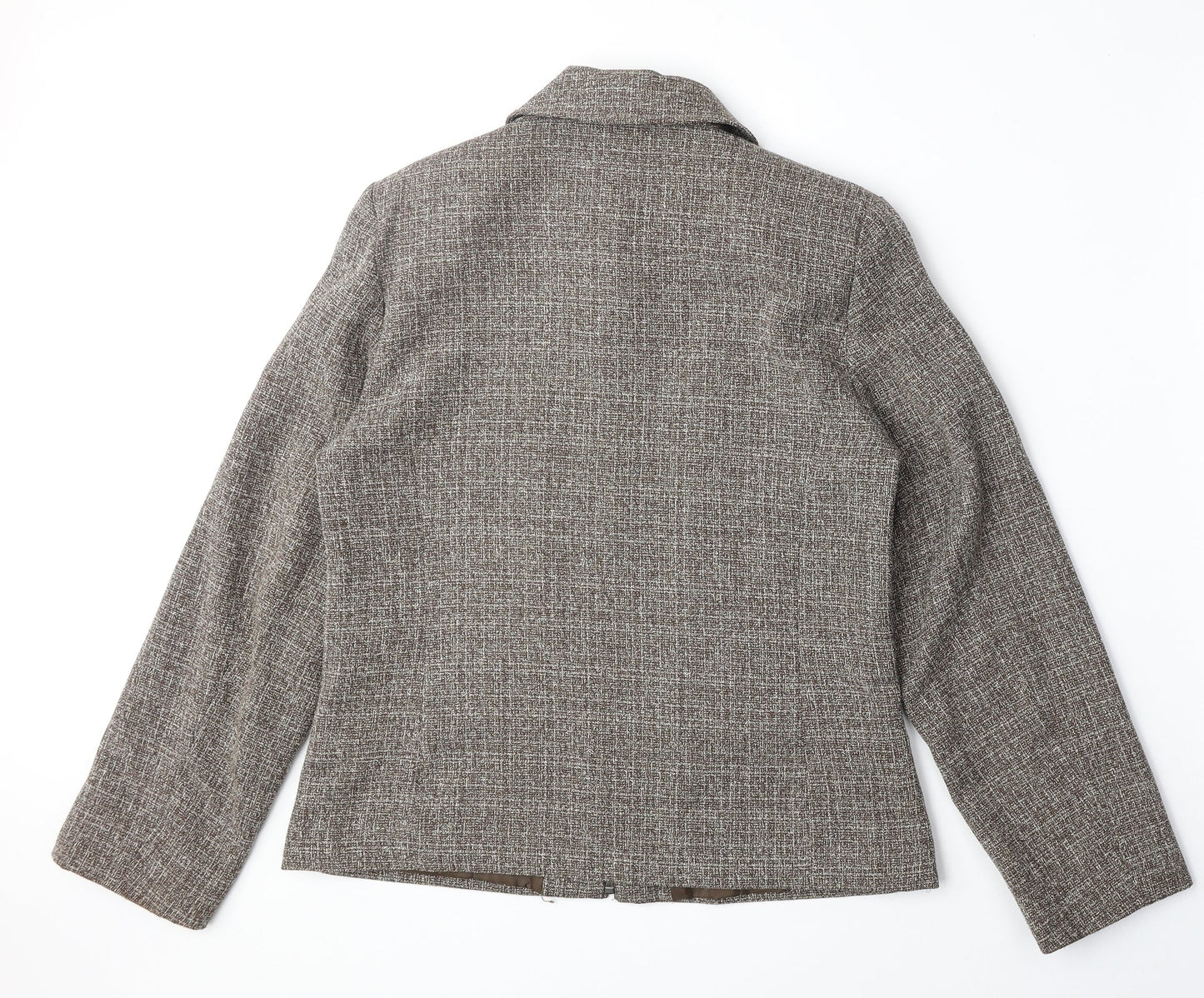 EWM Womens Brown Geometric Jacket Size 10 Zip