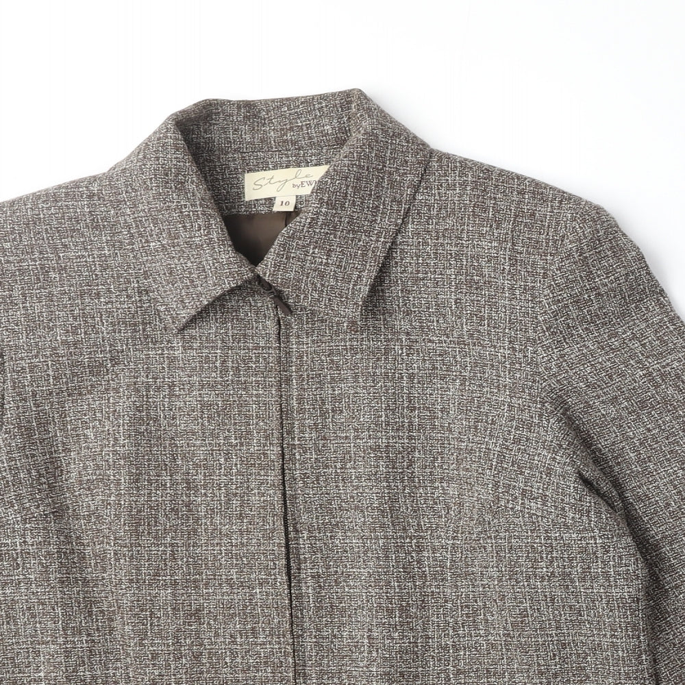 EWM Womens Brown Geometric Jacket Size 10 Zip