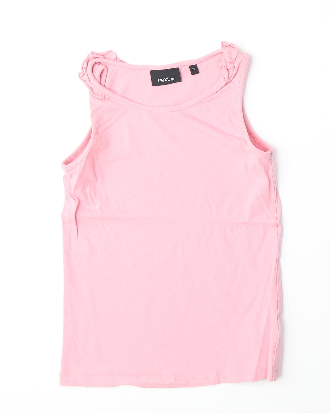NEXT Girls Pink 100% Cotton Basic Tank Size 7 Years Round Neck Pullover
