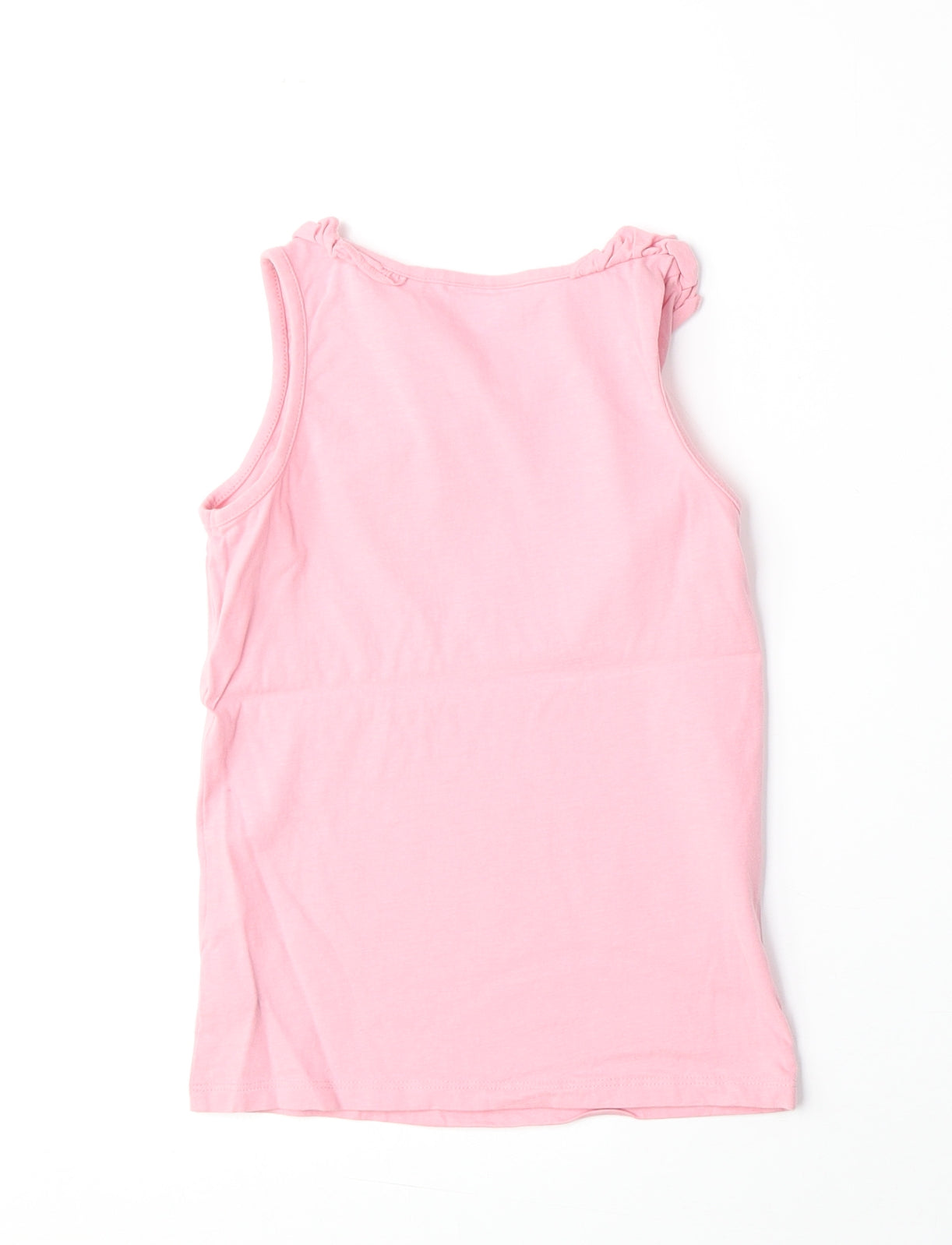 NEXT Girls Pink 100% Cotton Basic Tank Size 7 Years Round Neck Pullover