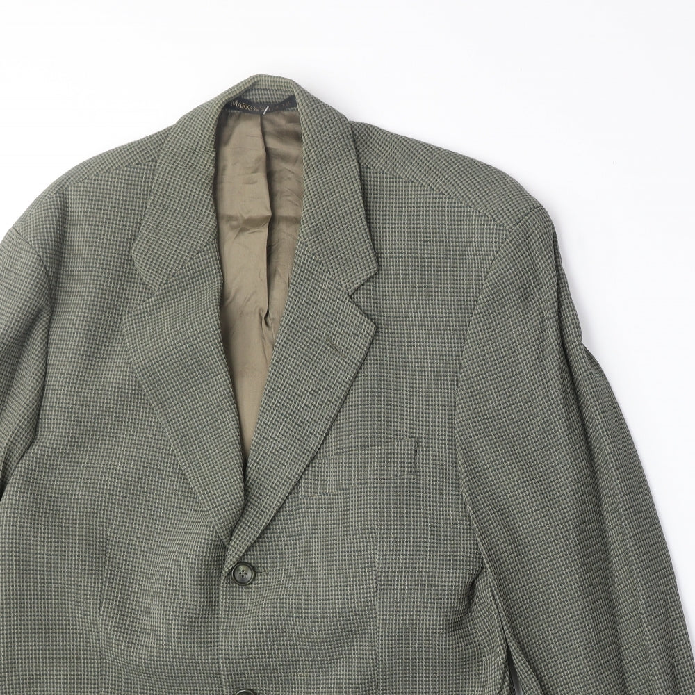 Marks and Spencer Mens Green Cotton Jacket Suit Jacket Size M Regular