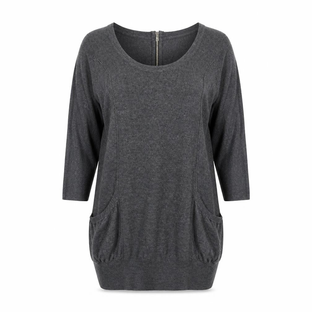 Internacionale Womens Grey Scoop Neck Viscose Pullover Jumper Size 12