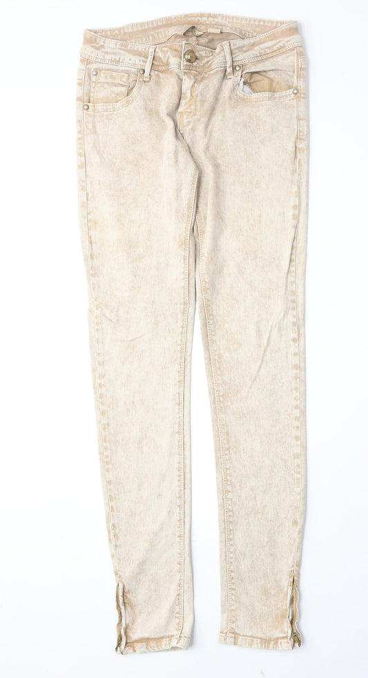 Original Denim Womens Beige Cotton Skinny Jeans Size 28 in Regular Zip