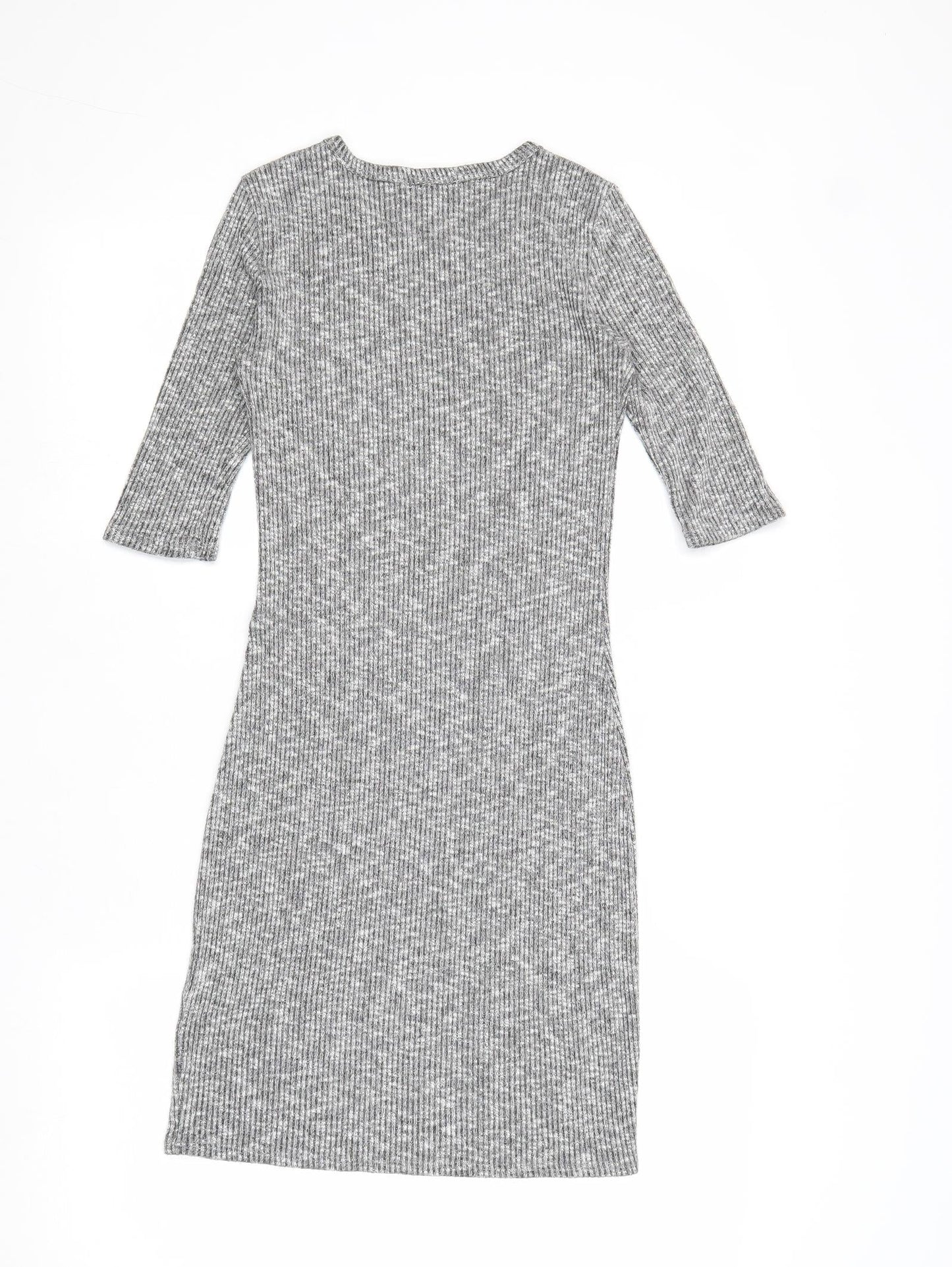 Ginger G Womens Grey Geometric Viscose Shift Size S Round Neck Pullover
