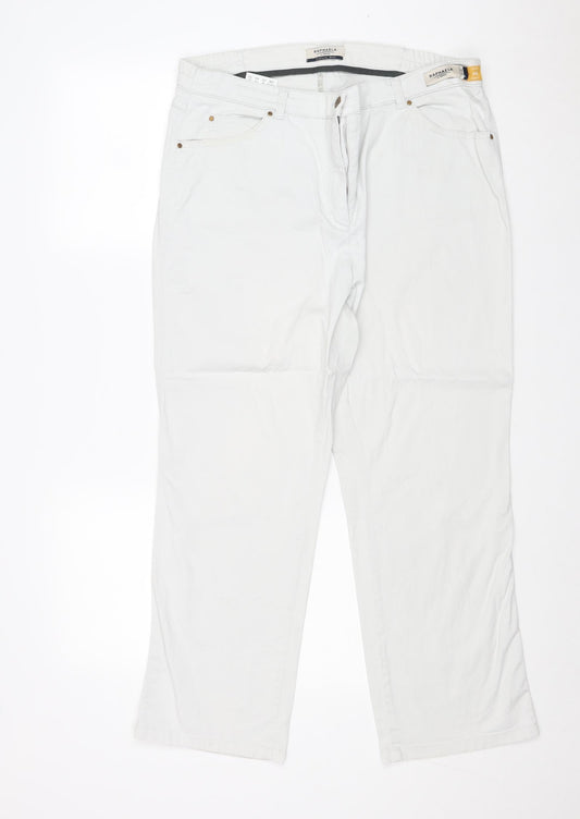 Raphaela Womens Blue Cotton Trousers Size 20 Regular Zip