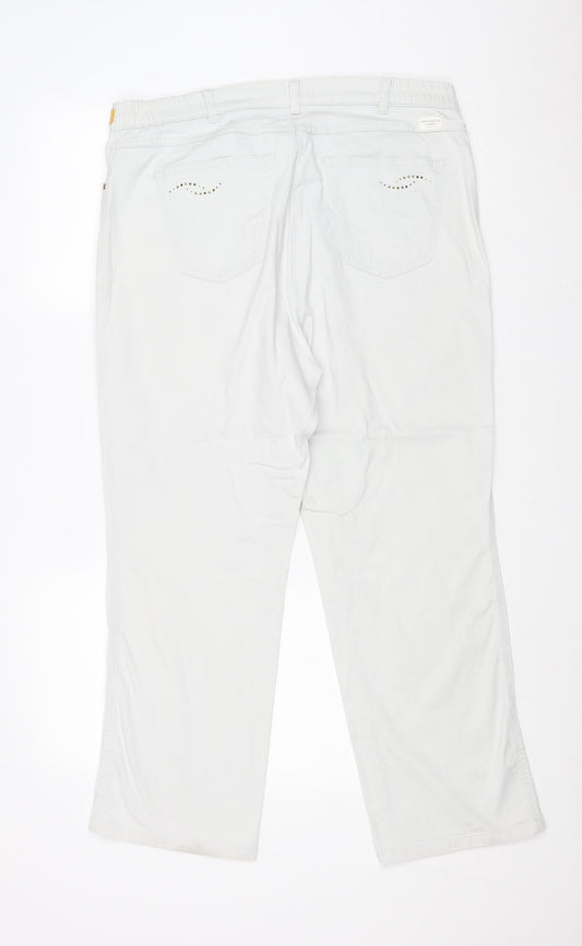Raphaela Womens Blue Cotton Trousers Size 20 Regular Zip