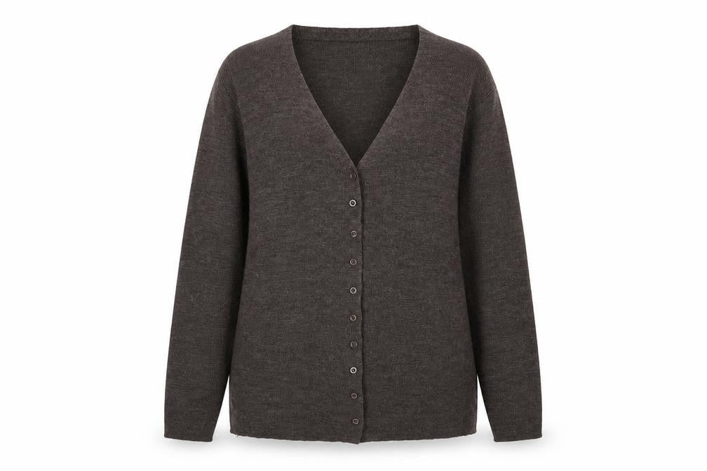 Lavion Rose Womens Brown V-Neck Acrylic Cardigan Jumper Size S