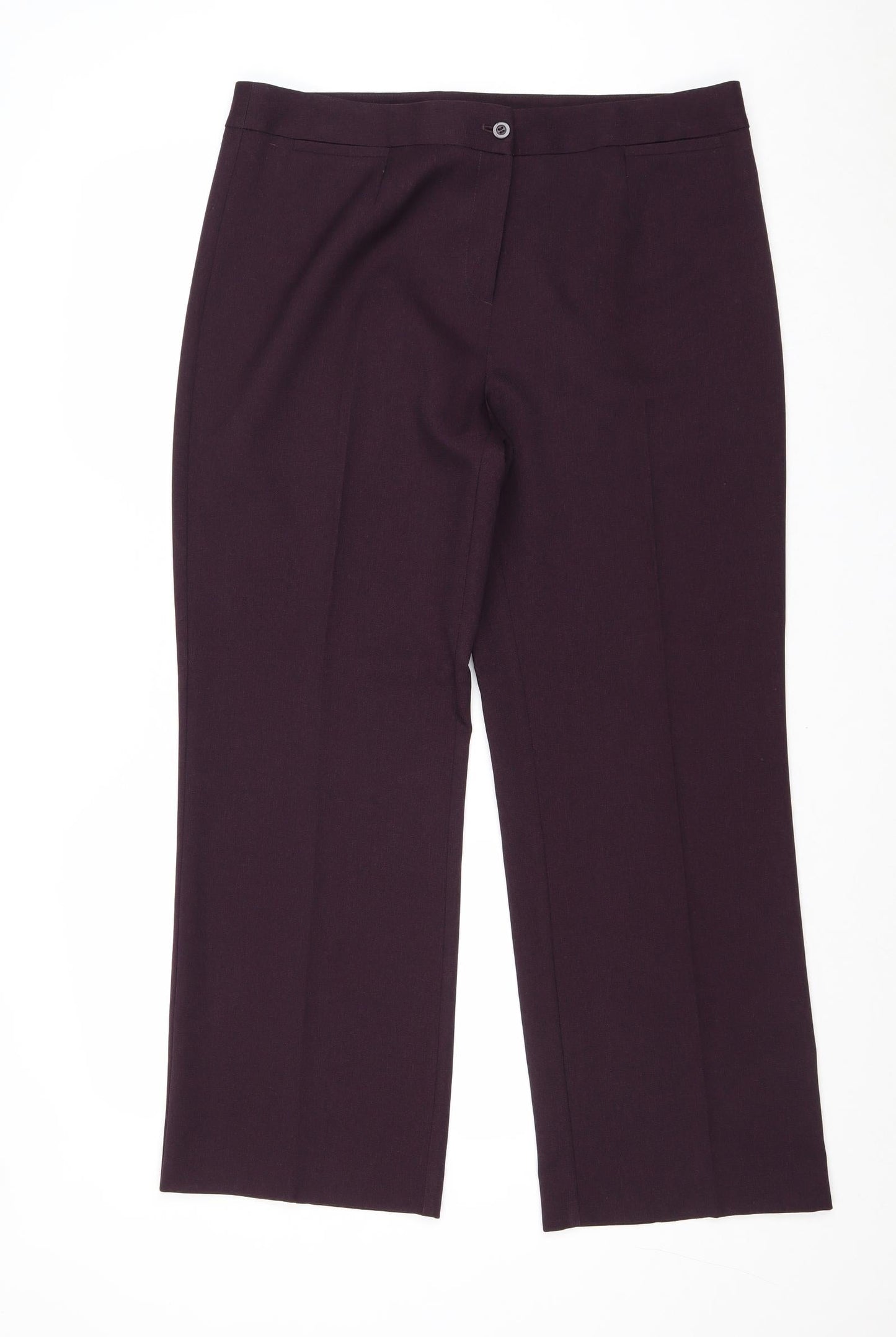 EWM Womens Purple Polyester Trousers Size 16 Regular Zip