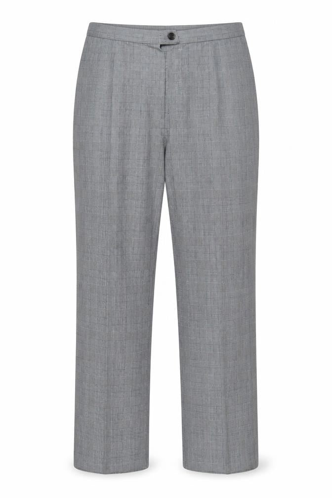 Marks and Spencer Womens Grey Plaid Polyester Trousers Size 14 Regular Zip
