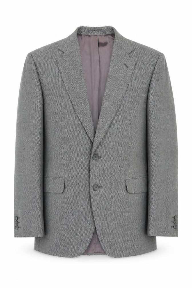 VARTEKS Mens Grey Geometric Polyester Jacket Suit Jacket Size 40 Regular